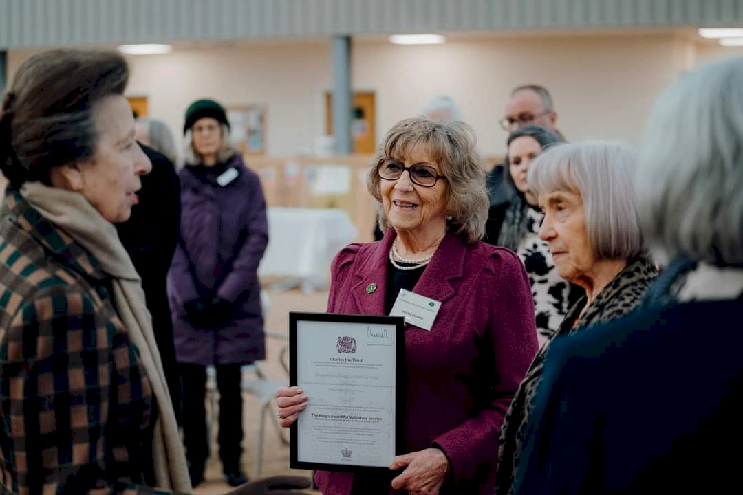 Valerie and Pat receiving the King's Award